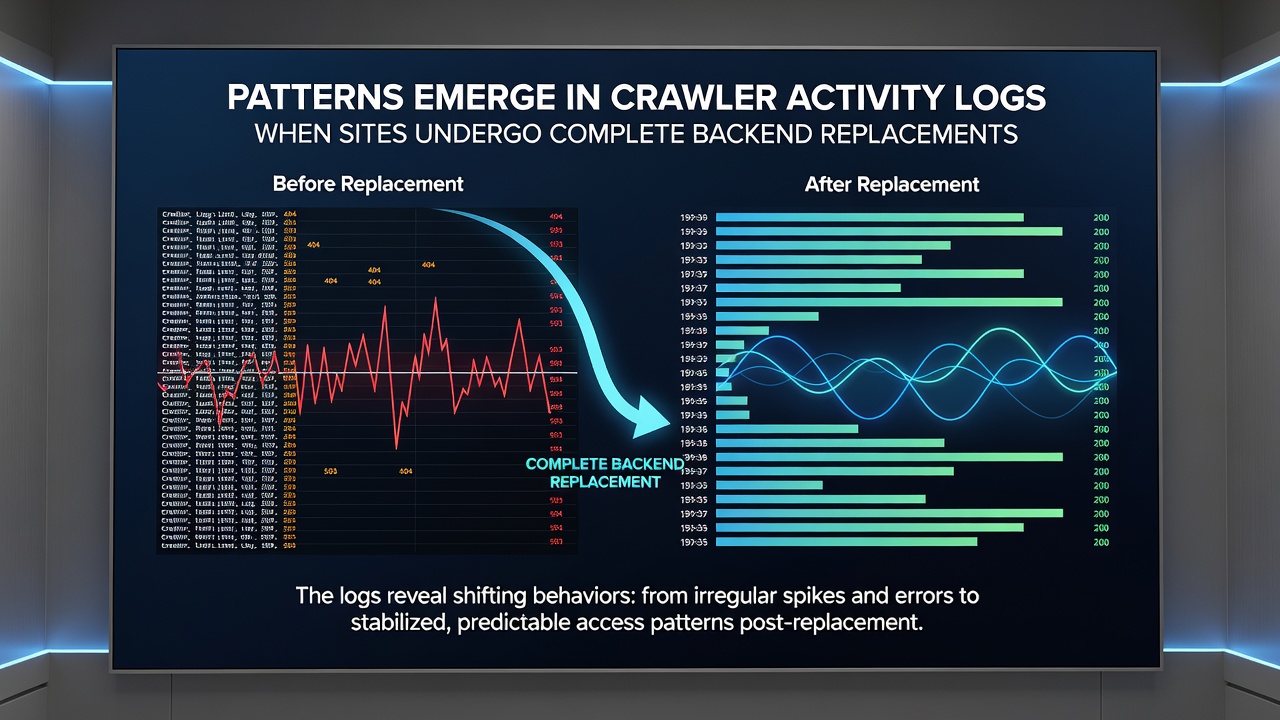 Detailed crawler log entries illustrating adaptation phases following backend infrastructure updates
